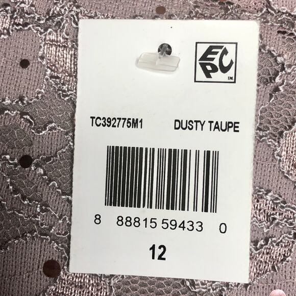 Connected Apparel Dusty Taupe Maxi Sequined Lace Evening Gown- Size 12 - Picture 10 of 10